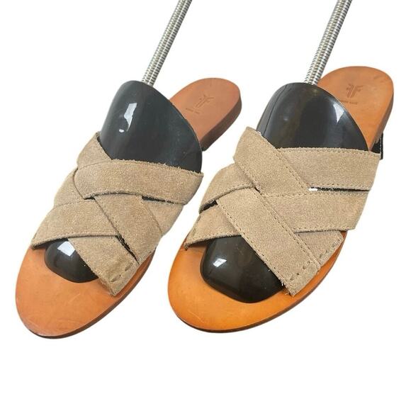 FRYE SANDALS CARLA CRISS CROSS OPEN TOE CASUAL SLIDE ASH SZ 7 AESTHETIC BOHO - Picture 11 of 16